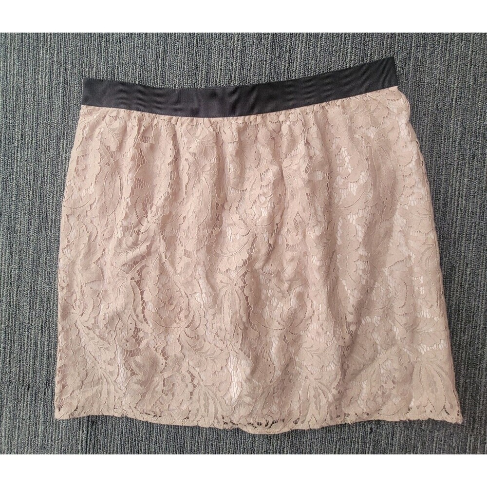 Ann Taylor Loft Size 12 Pink Lace Overlay Mini Skirt Dressy Party